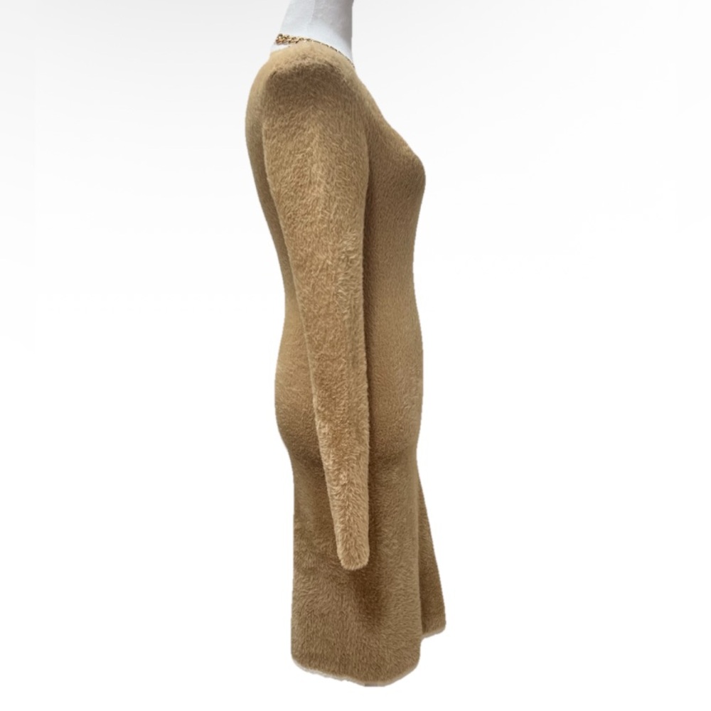GB Mini Long Sleeve Bodycon Dress Light Brown M - Picture 4 of 6